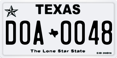 TX license plate DOA0048