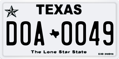 TX license plate DOA0049