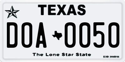 TX license plate DOA0050