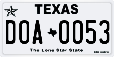 TX license plate DOA0053