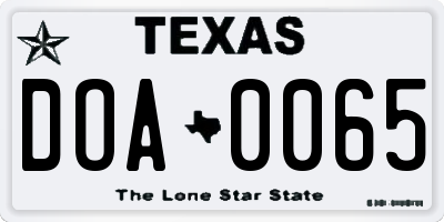 TX license plate DOA0065