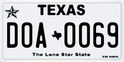 TX license plate DOA0069
