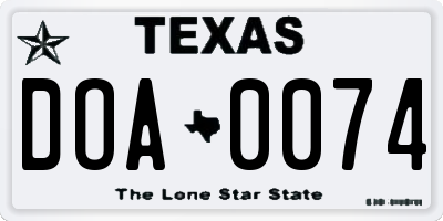 TX license plate DOA0074