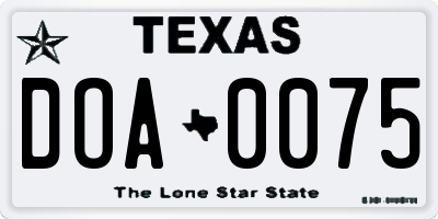 TX license plate DOA0075