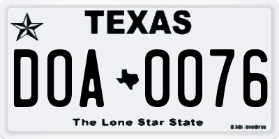 TX license plate DOA0076