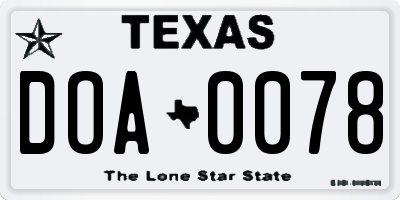 TX license plate DOA0078