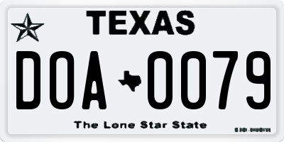 TX license plate DOA0079