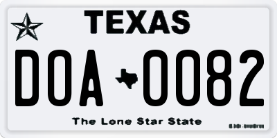 TX license plate DOA0082