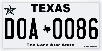 TX license plate DOA0086