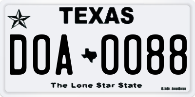 TX license plate DOA0088