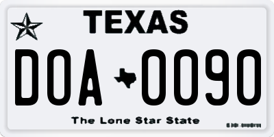 TX license plate DOA0090