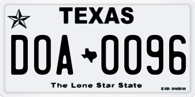 TX license plate DOA0096