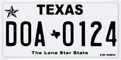 TX license plate DOA0124