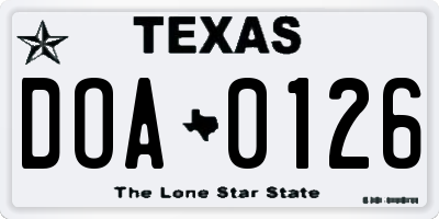 TX license plate DOA0126