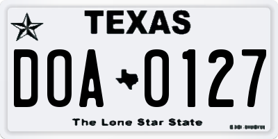 TX license plate DOA0127