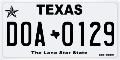 TX license plate DOA0129