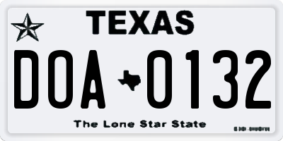 TX license plate DOA0132