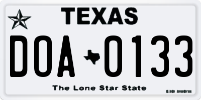 TX license plate DOA0133