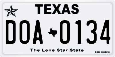TX license plate DOA0134