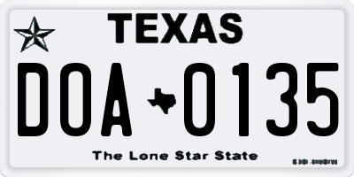 TX license plate DOA0135