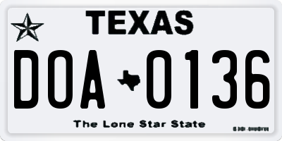 TX license plate DOA0136