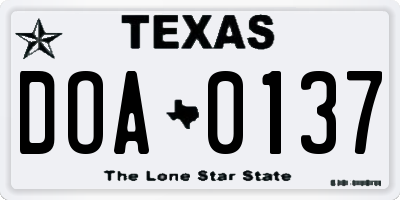 TX license plate DOA0137