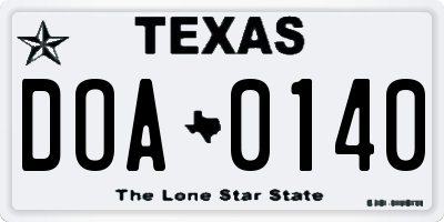 TX license plate DOA0140