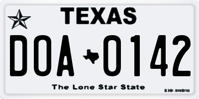 TX license plate DOA0142