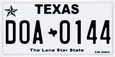 TX license plate DOA0144