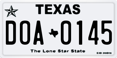 TX license plate DOA0145