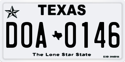 TX license plate DOA0146