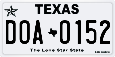 TX license plate DOA0152