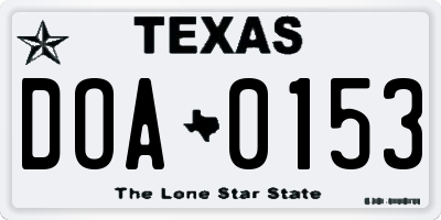 TX license plate DOA0153