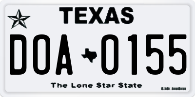 TX license plate DOA0155