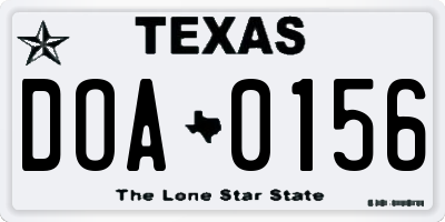 TX license plate DOA0156