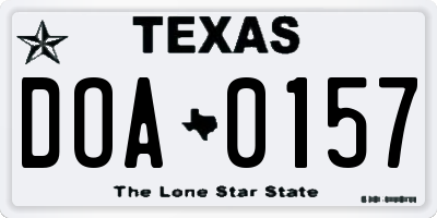 TX license plate DOA0157