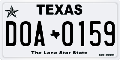 TX license plate DOA0159