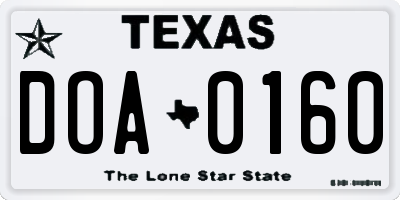 TX license plate DOA0160