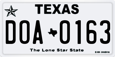 TX license plate DOA0163