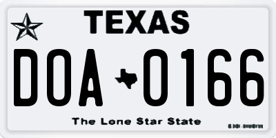 TX license plate DOA0166