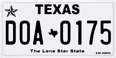 TX license plate DOA0175