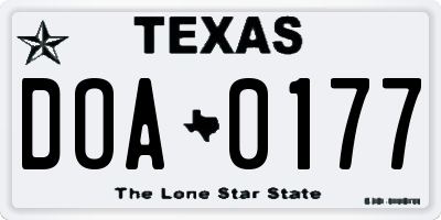 TX license plate DOA0177