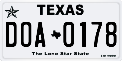 TX license plate DOA0178