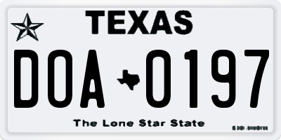 TX license plate DOA0197
