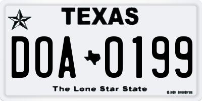 TX license plate DOA0199