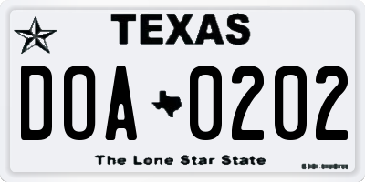 TX license plate DOA0202