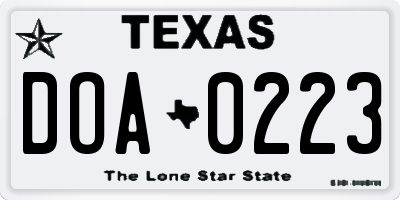 TX license plate DOA0223