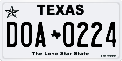 TX license plate DOA0224