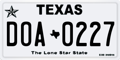 TX license plate DOA0227