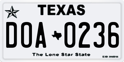 TX license plate DOA0236